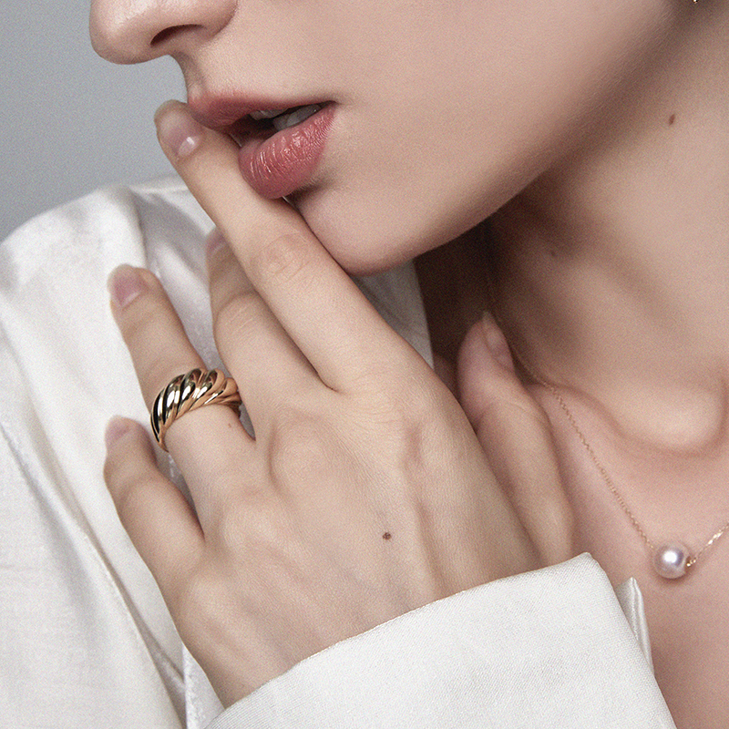 掌柜强推必入款戒指丨法式牛角包绳索戒指 独家雕蜡版纯银超厚金