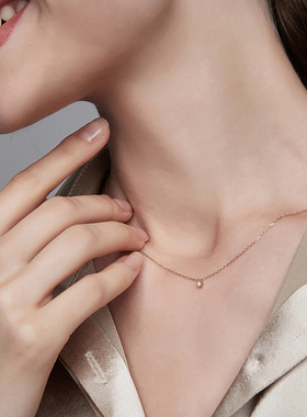 VA珠宝丨纯18K金百搭通勤真钻石项链丨白金黄金玫瑰金