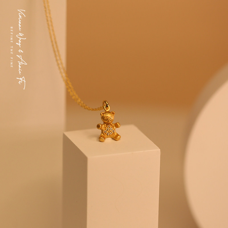拥抱我丨永远的安抚小熊泰迪吊坠配链丨925银包18K黄金