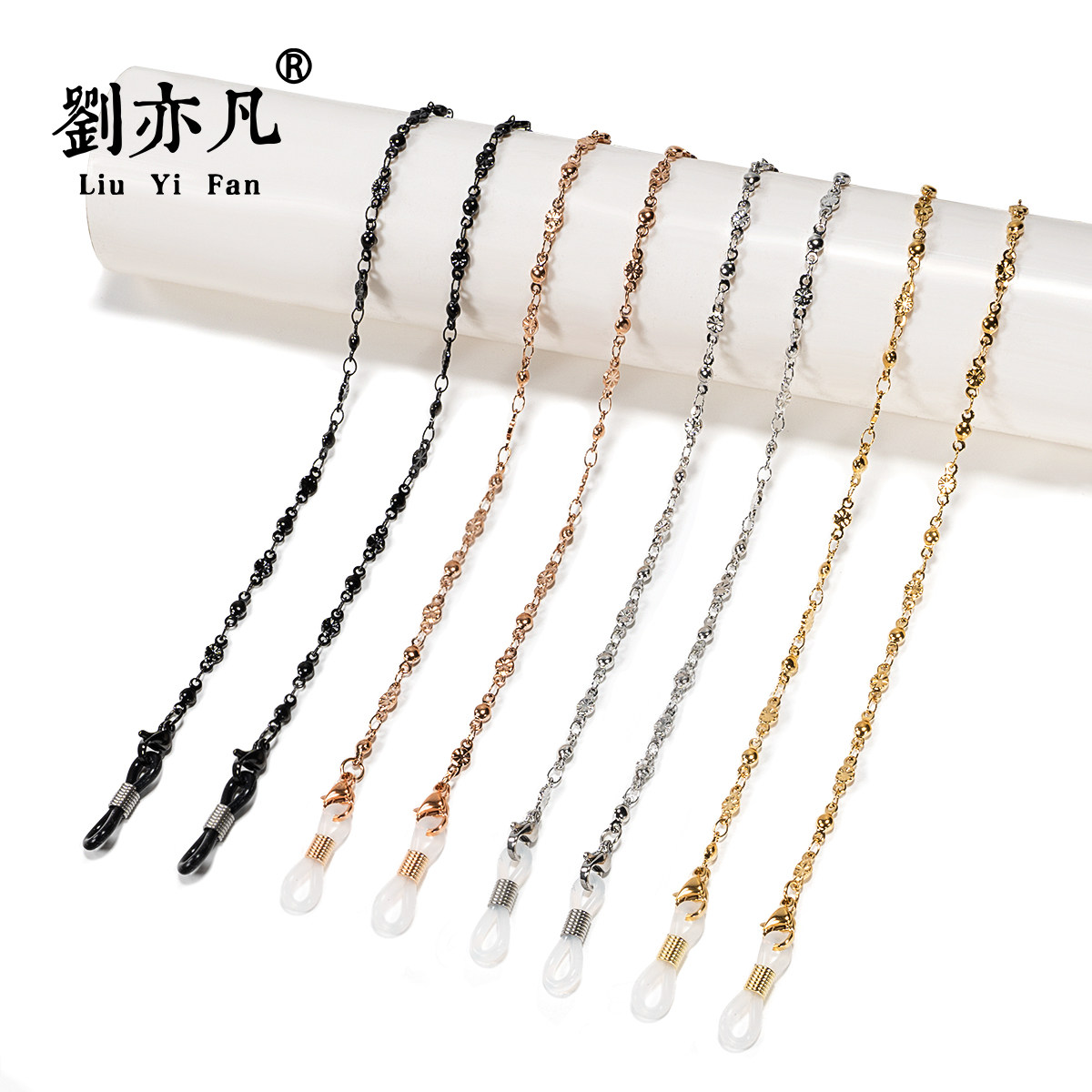 复古眼镜链女挂脖钛钢保色墨镜挂脖挂绳防掉老花镜近视链不褪色