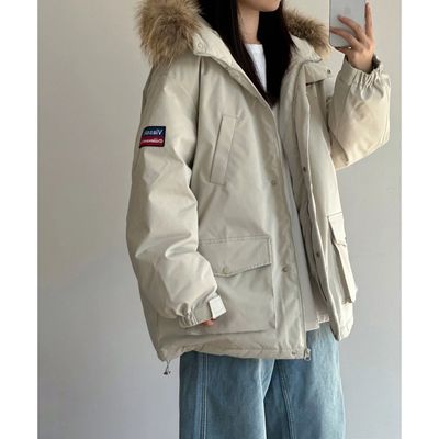 工装派克服羽绒棉服女中长款冬季加厚小个子外套2025新款韩系棉衣