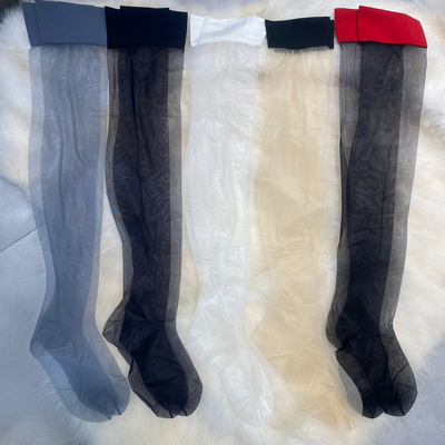 0D黑丝过膝袜高透长筒袜女半截过膝白丝大腿袜纯欲丝袜丝滑512针
