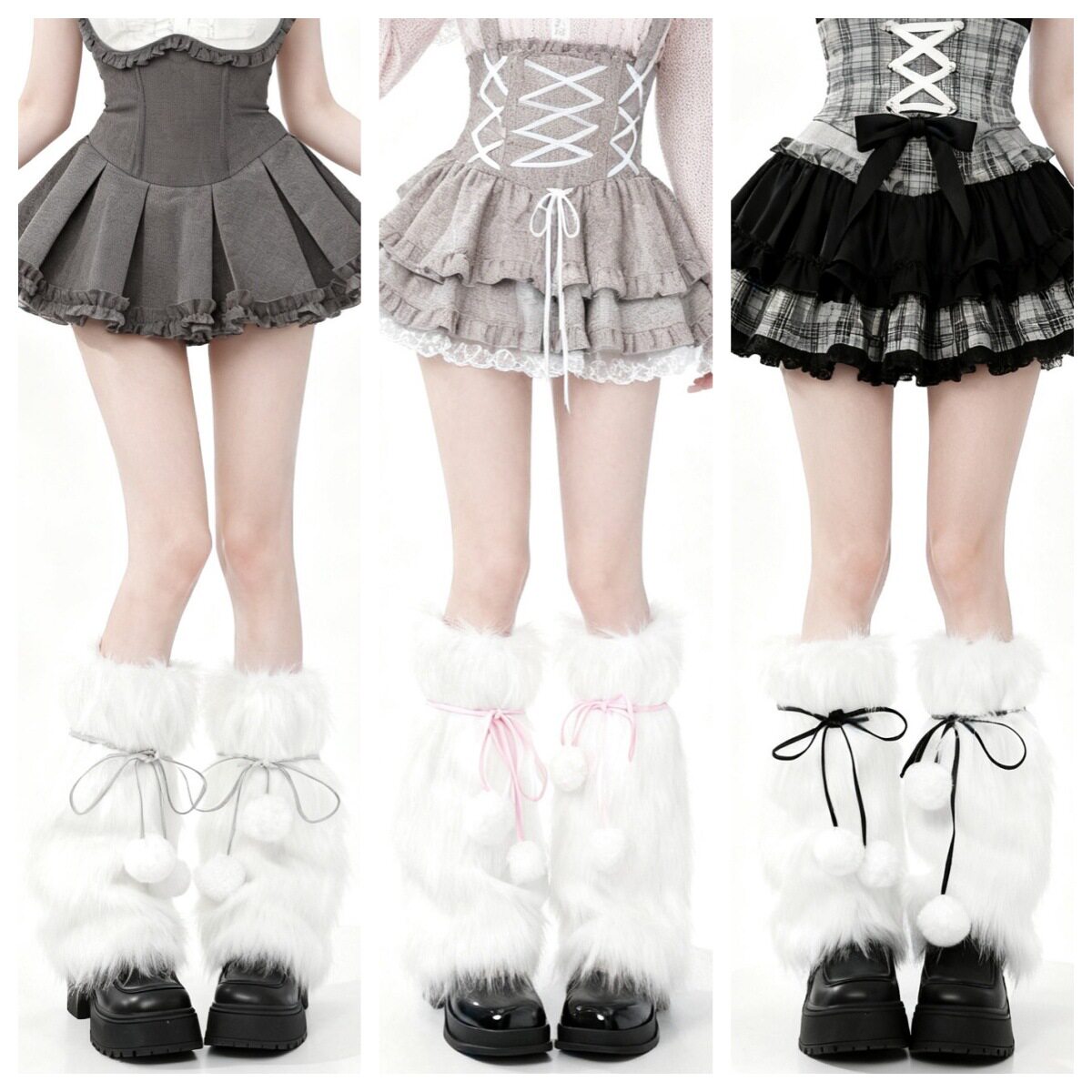 y2k亚文化小腿袜套蝴蝶结毛球绑带小腿套秋冬保暖仿貂毛堆堆袜套,女士内衣/男士内衣/家居服,连裤袜/打底袜,淘宝优惠券,粉丝福利购,淘宝优惠卷