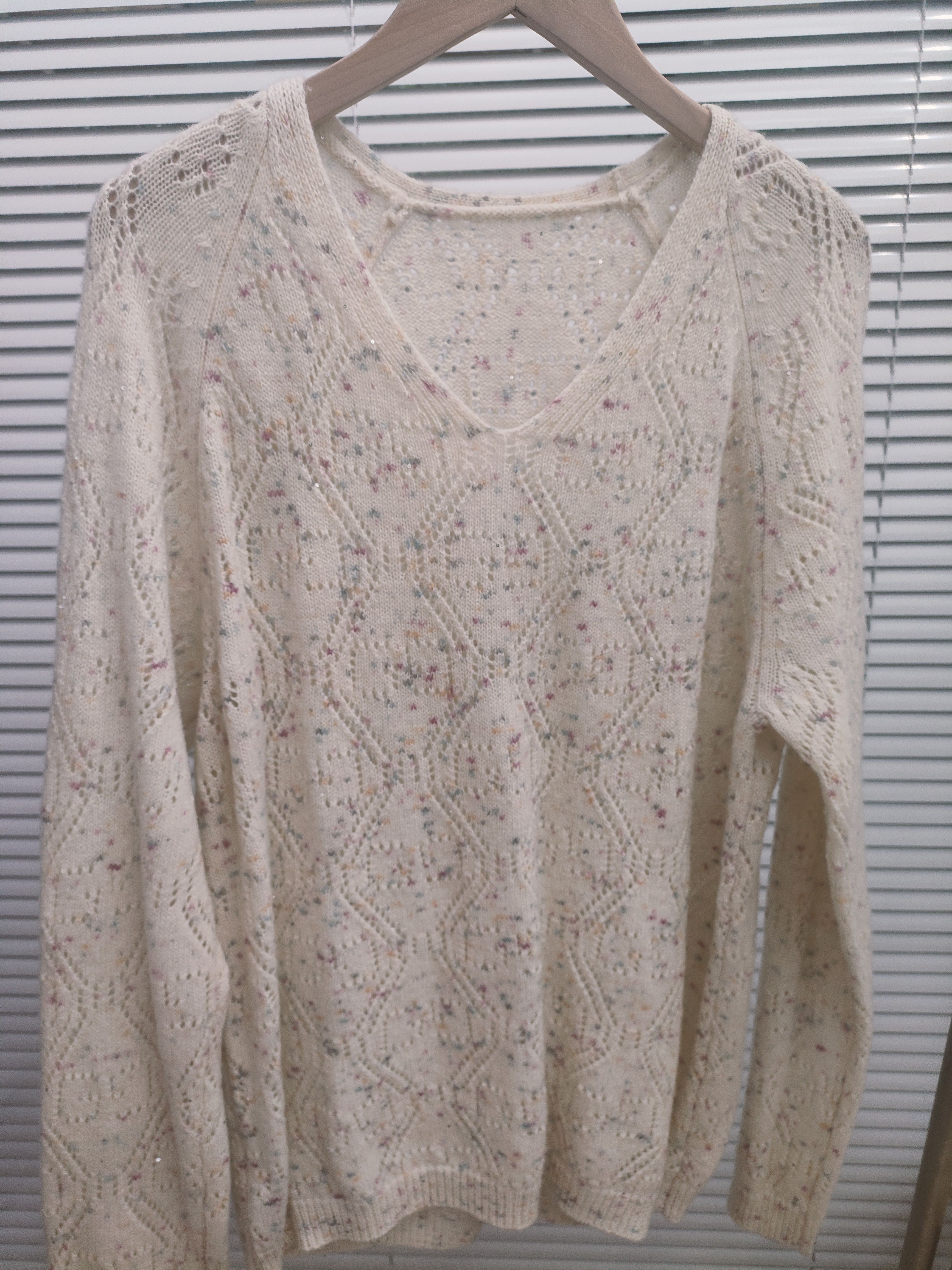 欧货美丽诺羊毛衫女宽松镂空针织毛衣早秋季新款慵懒风打底上衣潮