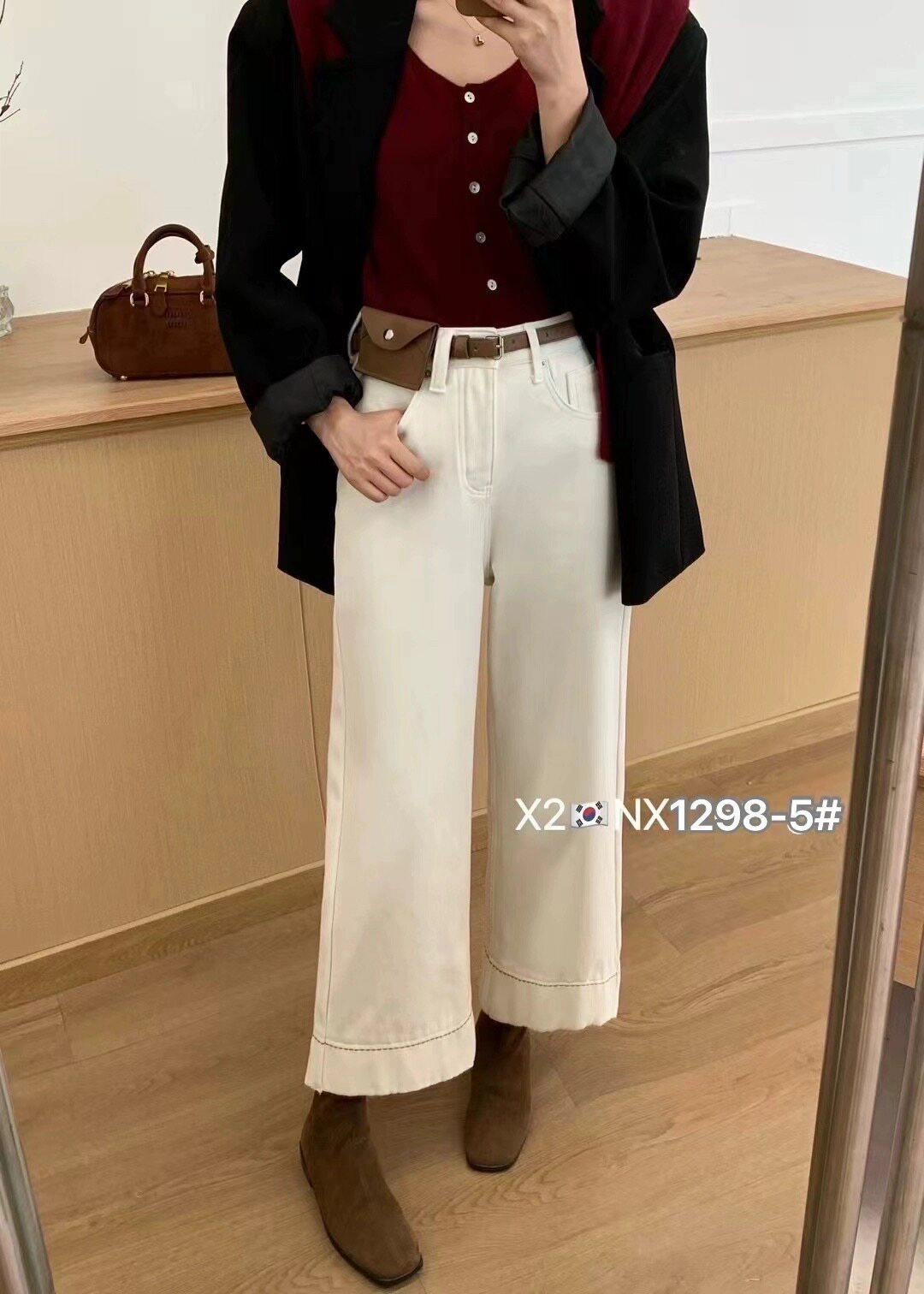 秋冬定制韩版小个子宽松复古加厚保暖高腰百搭休闲九分阔腿牛仔裤