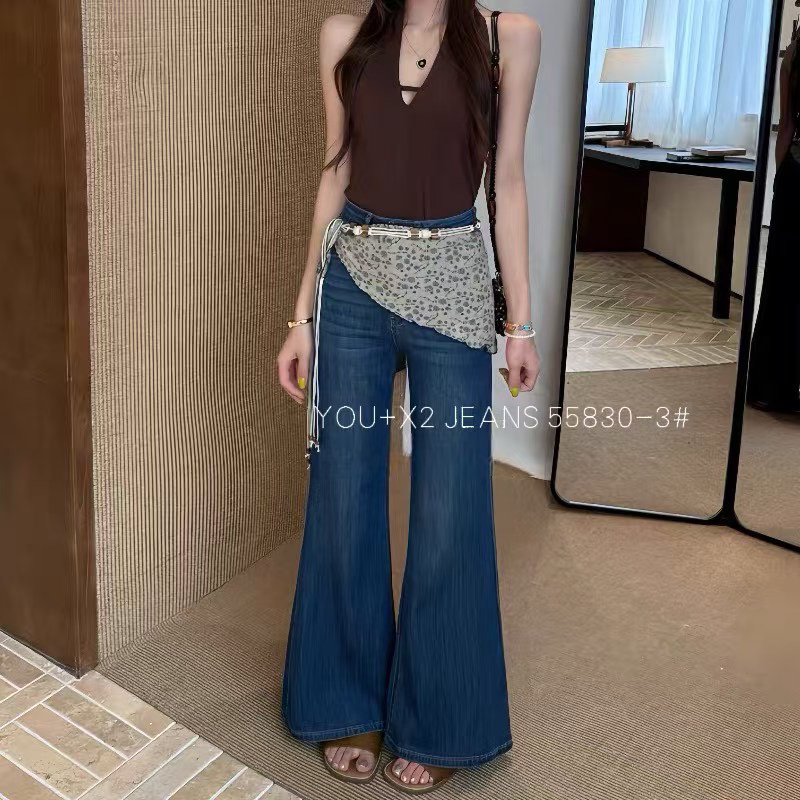 ins女神秋季新品爆款腰显瘦不贴腿弹力复古百搭屁帘微喇牛仔裤