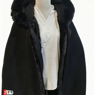 藏海传黑色斗篷大衣冬季披风加厚加绒保暖披肩汉服外套古风男装
