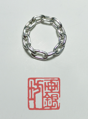 锁链戒指女时尚轻奢百搭纯银环环相扣指环锁扣手饰潮流