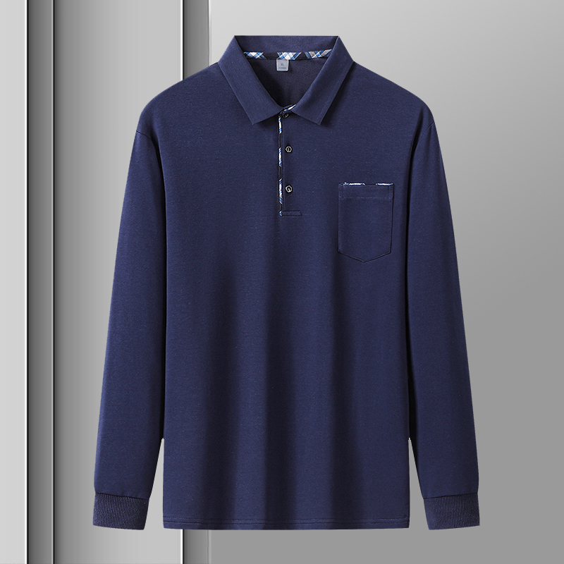 品牌中老年男士长袖t恤春秋翻领卫衣爸爸装宽松打底衫上衣口袋