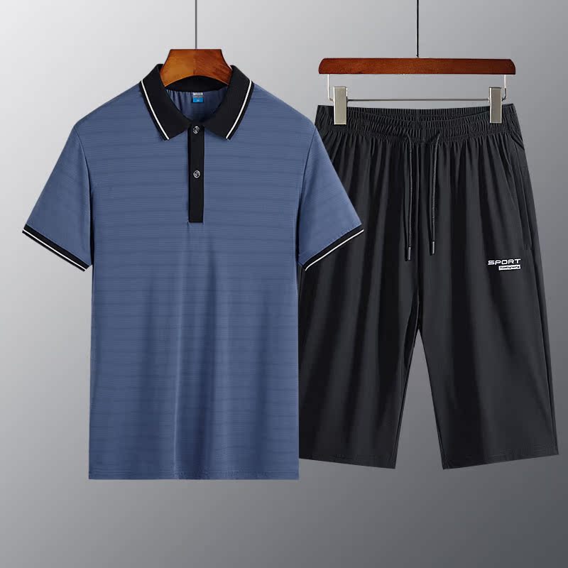 中老年夏季七分裤运动套装两件套