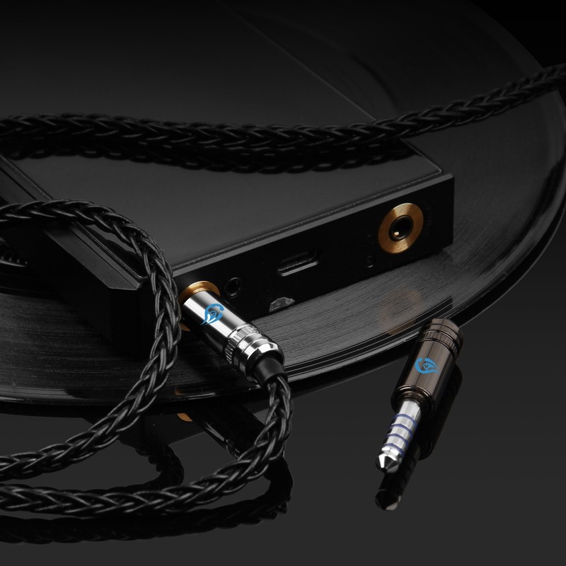 倾音坊蒂铜极光镀銠4.4插头 蒂铜镀佬金砖黑砖4.4平衡插头