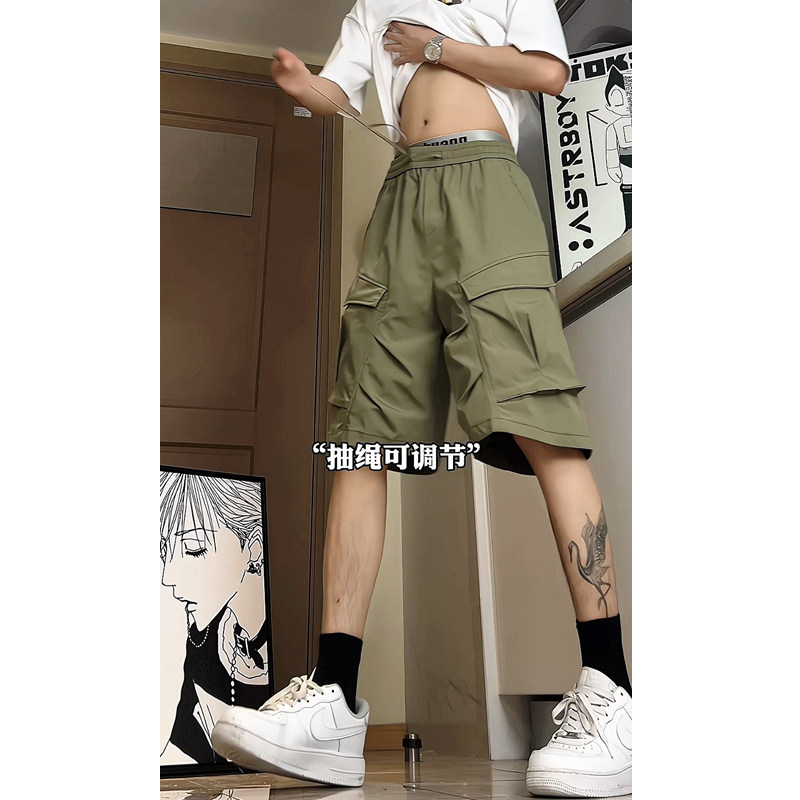 现货夏季宽松5分工装机能短裤DK09P38,男装牛仔裤,星座517-5