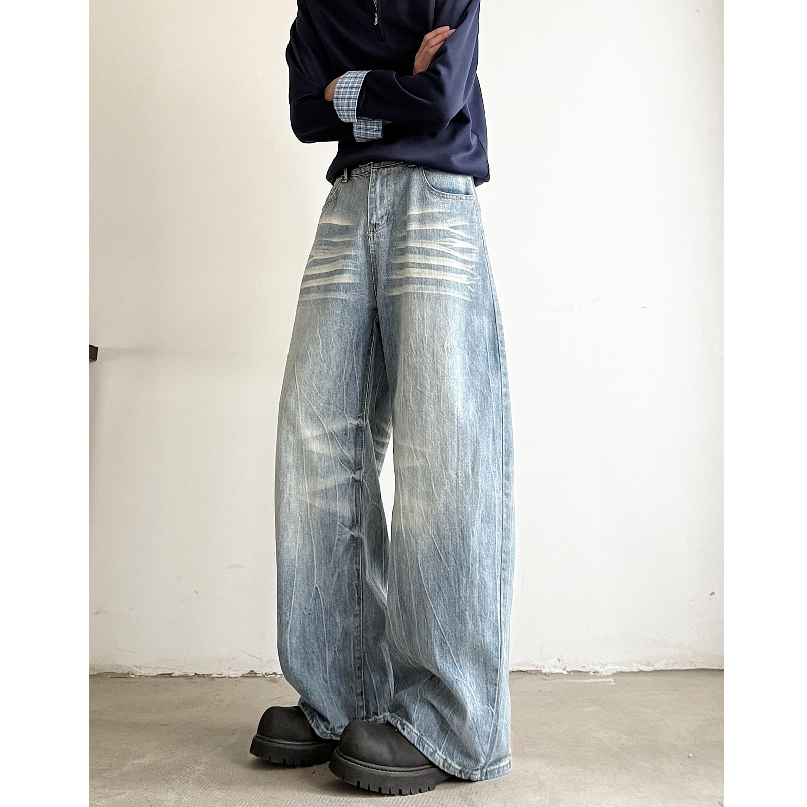 现货夏季男女直筒宽松牛仔裤81620P55，男装牛仔裤，星座517-5