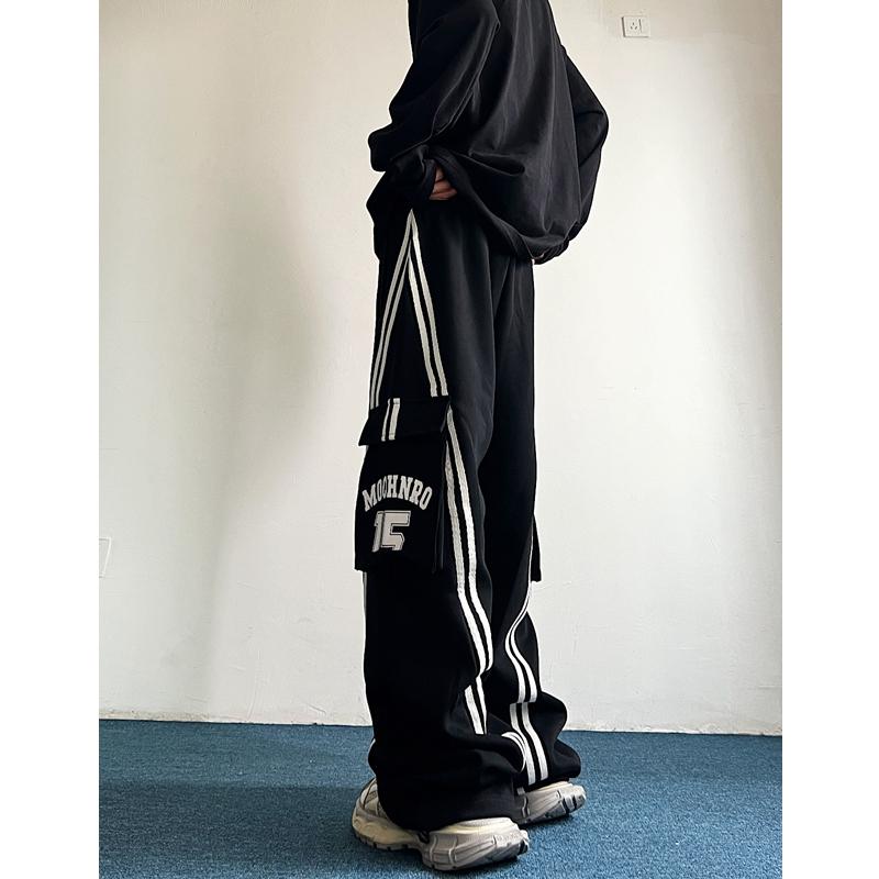 美式潮牌秋冬大口袋宽松休闲卫裤男女阔腿裤8666p65,男装休闲裤,星座517-5