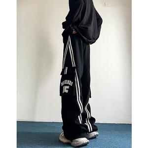 美式潮牌秋冬大口袋宽松休闲卫裤男女阔腿裤8666p65图片