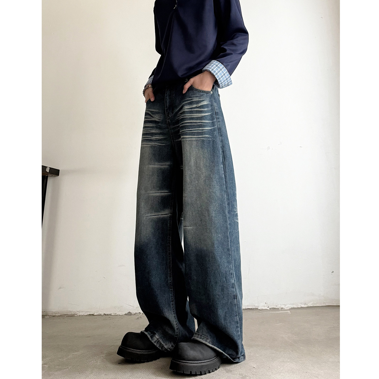 现货直筒男女宽松牛仔裤85154P48,男装牛仔裤,星座517-5