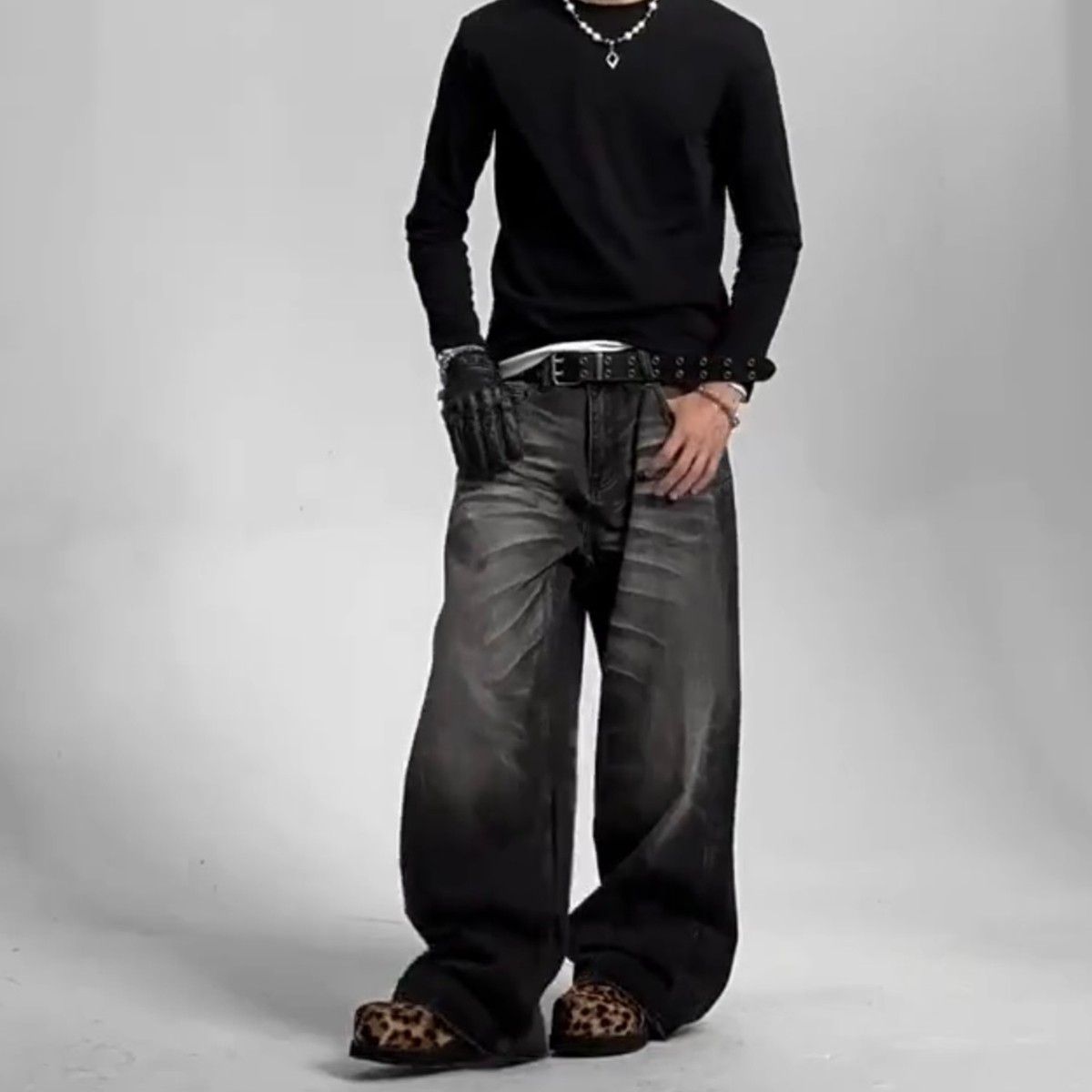 现货春季男女猫须蜂窝水洗牛仔裤直通8129p46，男装牛仔裤，星座517-5