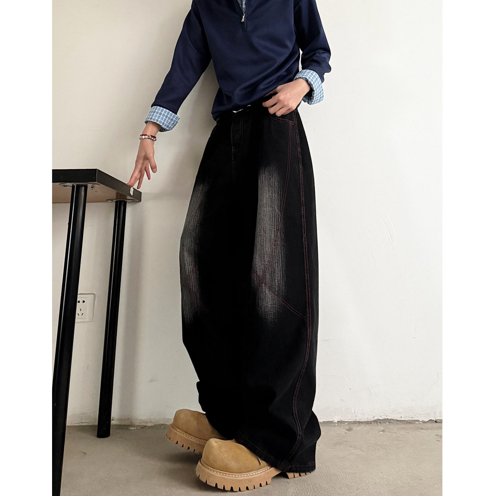 现货哈苏线直筒宽松牛仔裤8106p55，男装牛仔裤，星座517-5