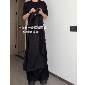 现货 春季男女宽松褶皱西裤6001p45图片