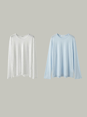 COSYMMM「初夏晴空」斜纹棉高定工艺 蓝白清爽感垂坠罩衫T恤S0410