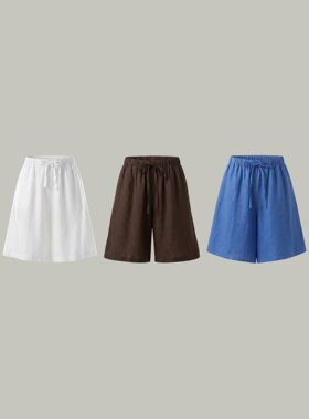 COSYMMM  【诺曼底】法国亚麻高腰宽松休闲度假中短裤女夏季