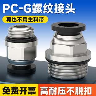 g螺纹气管气动快速接头GPC8-02带密封圈快插接头气动元件直通4-m5