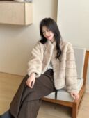 仿水貂绒海宁皮草立领外套2025冬新款 貂绒一体加厚保暖超好看短款