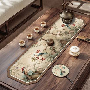 大尺寸新中式长条桌垫沥水垫厨房台面吸水桌面餐垫隔热桌垫子桌旗