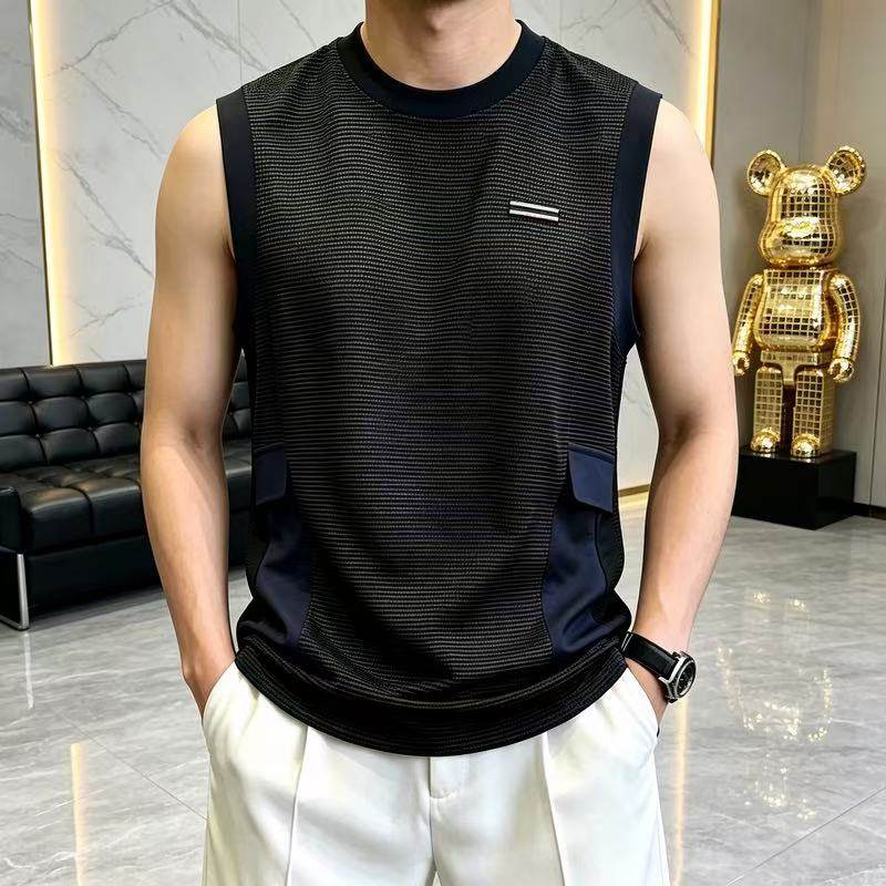 老钱风坎肩背心男款夏薄款外穿2026新款无袖t恤潮流高级感痞帅风图片