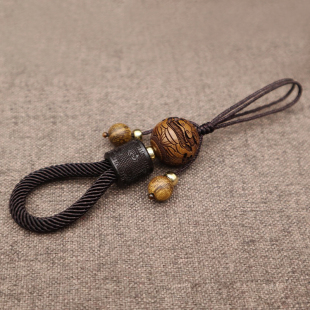 手机挂绳短款套指貔貅六道木黑檀木指环绳文玩绳钥匙扣挂饰迷你