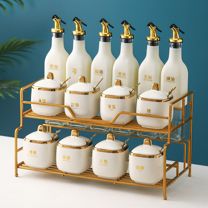 轻奢厨房调料盒套装家用调味罐收纳置物架调味品油盐酱醋瓶罐组合,厨房/烹饪用具,调味瓶罐/调料研磨器,淘宝优惠券,粉丝福利购,淘宝优惠卷