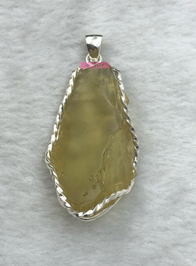 随行不规则陨石斑彩石玉石包银加工定制999银弯丝款包边吊坠镶嵌