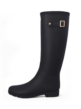 HUNTER女Refined防水雨靴时尚哑光金色扣轻奢精致高筒长靴