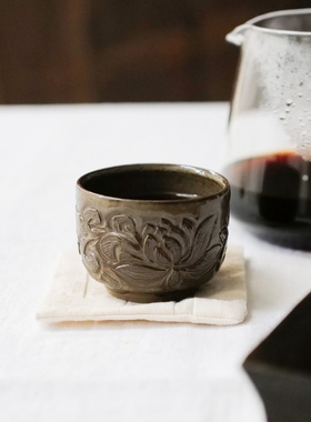 四时 season 丰增一雄 柴烧 刻花 茶杯