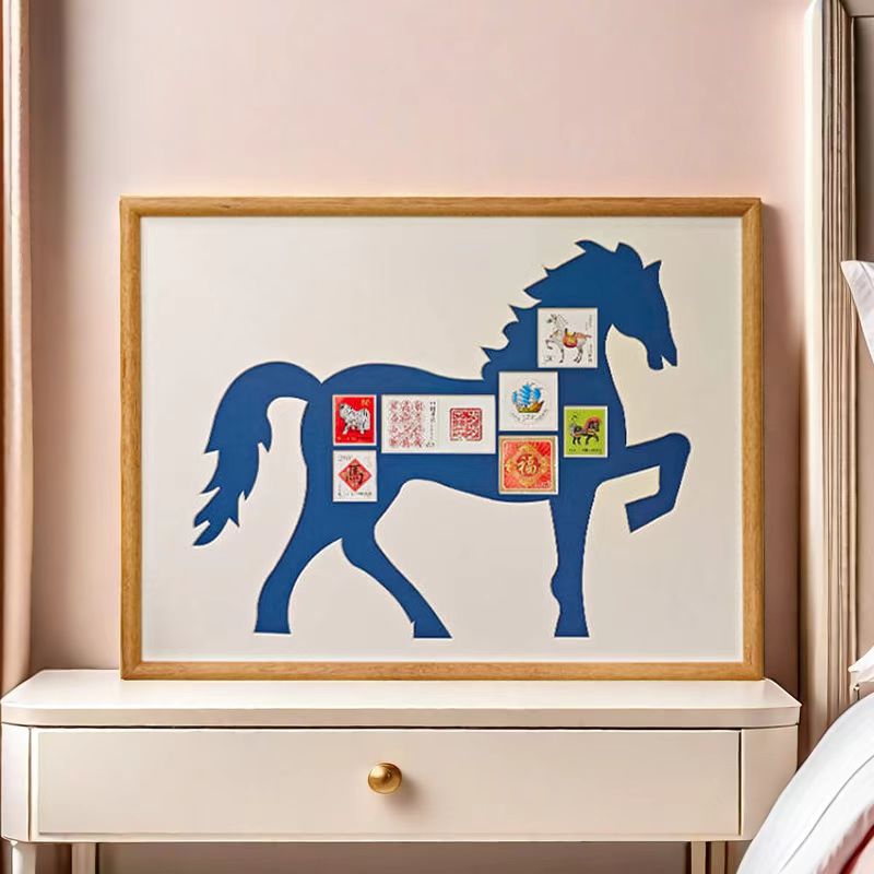 马年生肖相框实木榫卯结构仪式感小礼物精美摆件送朋友生日礼物