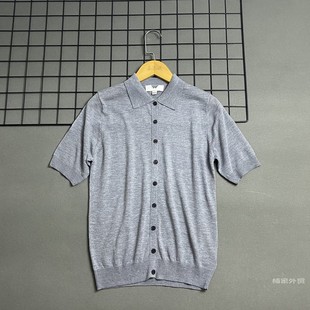 修身 上衣 实拍 女士灰色POLO衫 原D 羊毛针织开衫 显瘦薄款 夏季 短袖