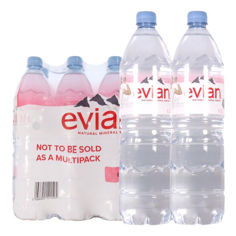法国进口 evian依云天然矿泉水1.5lx6瓶装整箱塑膜装家用北京包邮