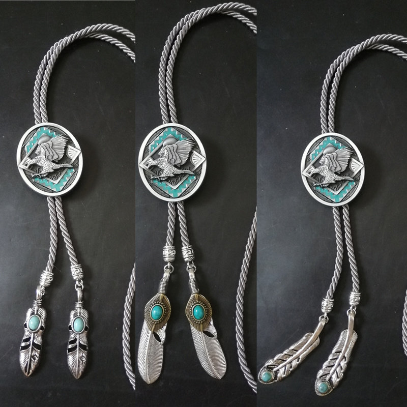 印第安领带男正装商务职业西装结婚新郎绿松吊坠美式免烫衬衫配饰