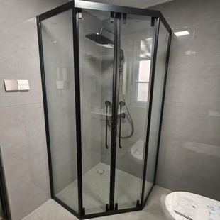 网红不锈钢钻石淋浴房侧滑门浴室干湿隔断卫生间玻璃门屏风洗澡房