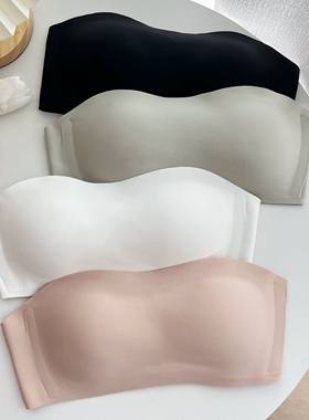 蹦迪罩抹胸式无肩带无痕内衣女防滑不掉大胸显小隐形文胸罩防走光