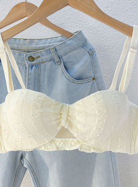 半杯白色内衣女防滑无肩带小胸聚拢显大新款2021爆款少女文胸罩夏