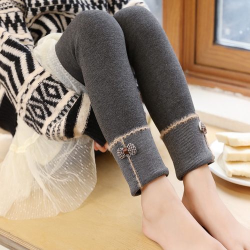 女童加绒加厚打底裤秋冬款女宝宝一体绒长裤冬季外穿儿童保暖裤子