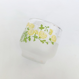 日本磨砂小雏菊玻璃杯佐佐木硝子冷茶杯雾面印花昭和复古水杯怀旧