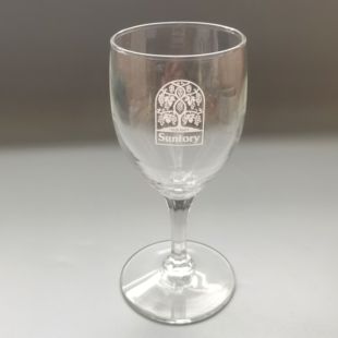 日本中古三得利高足啤酒杯复古红酒杯昭和印花玻璃杯SUNTORY杯子