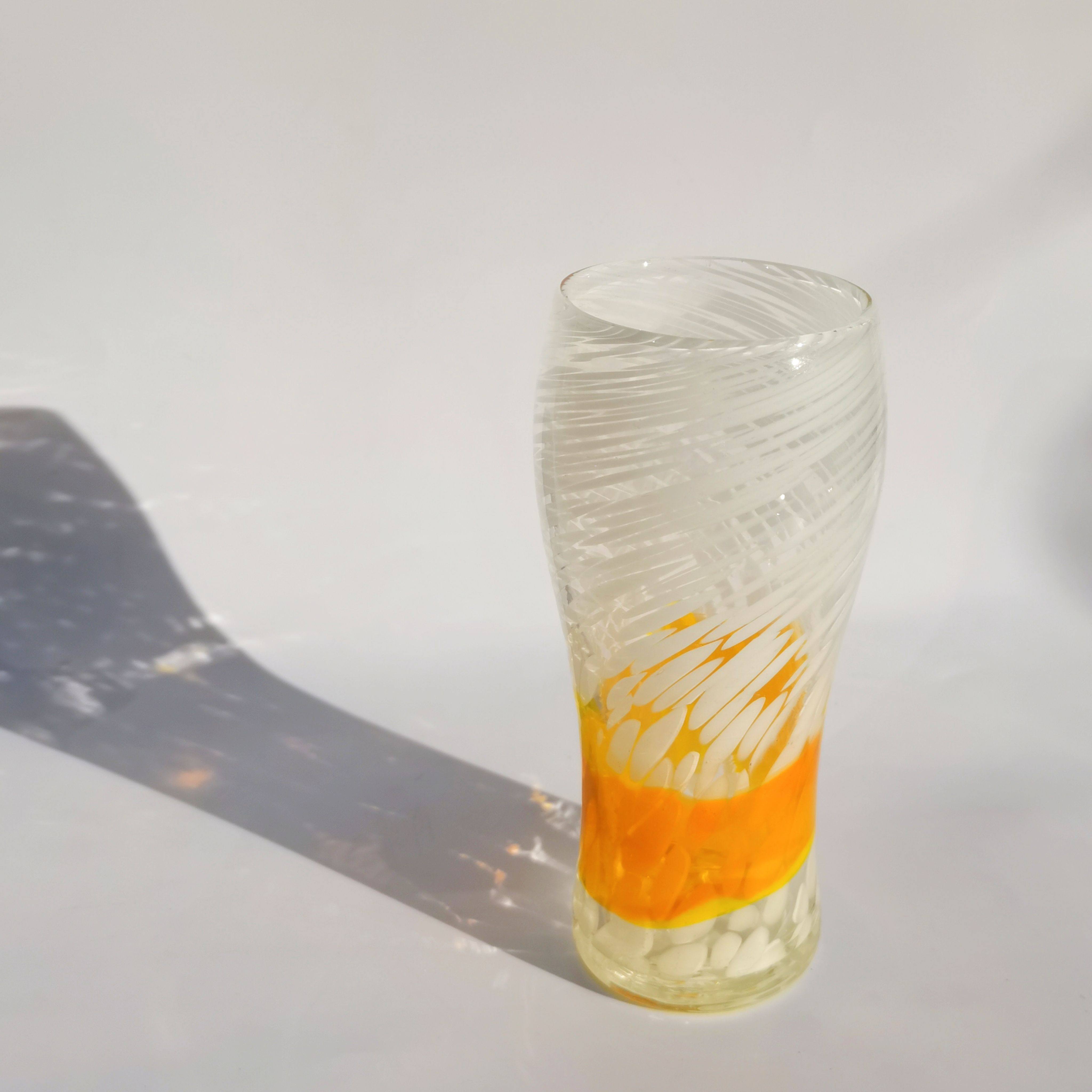 日本手作琉璃玻璃杯中古手造琉璃可乐杯果汁杯啤酒杯vintage