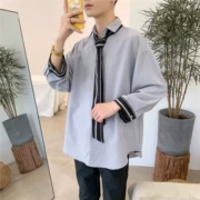 Mùa hè nhỏ tươi mới cà vạt áo sơ mi nam là kiểu áo dài rất cổ tích phiên bản Hàn Quốc của xu hướng áo khoác rộng - Áo khoác đôi
