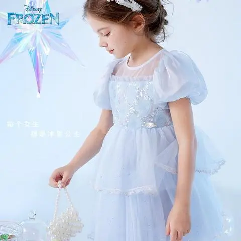 洋气网纱裙裙子连衣裙清仓礼服裙儿童蓬蓬新款夏装女童公主艾莎