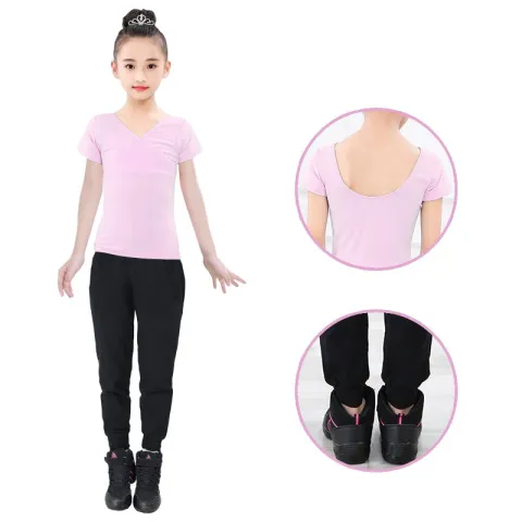 考级练功服露背舞蹈服芭蕾舞短袖上衣体操服形体服女瑜伽现代V领