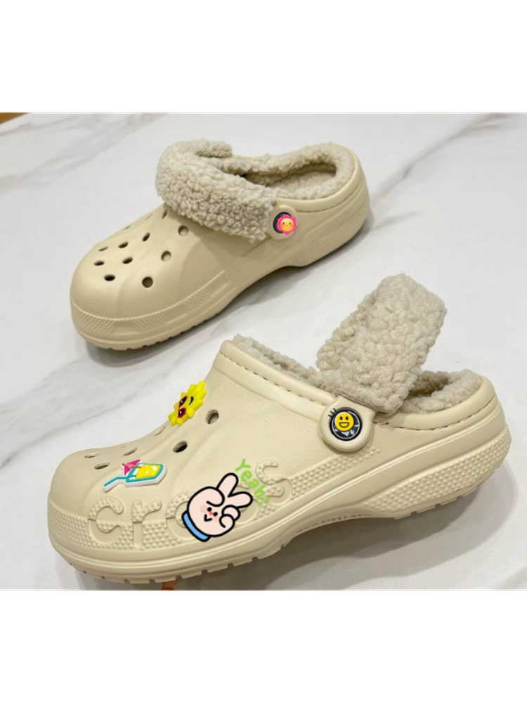 现货明星贝雅洞洞鞋防臭加绒拖鞋男女鞋绒保暖毛毛鞋加棉居家外穿,女鞋,洞洞鞋,淘宝优惠券,粉丝福利购,淘宝优惠卷