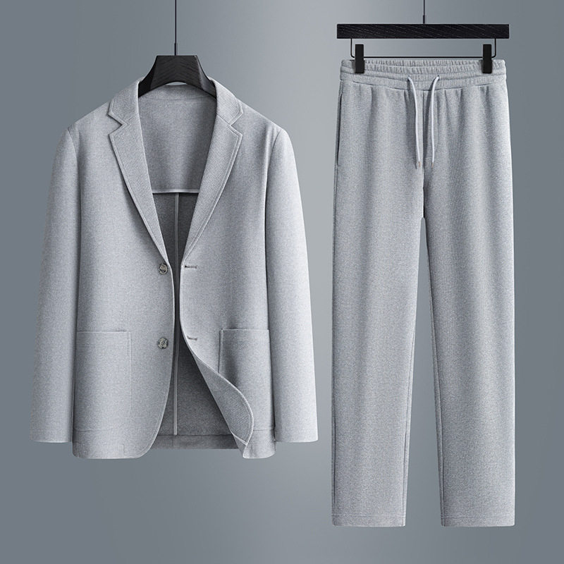 泽yp新款男士休闲西装套装春秋季潮流外套长裤商务时尚两件套帅气